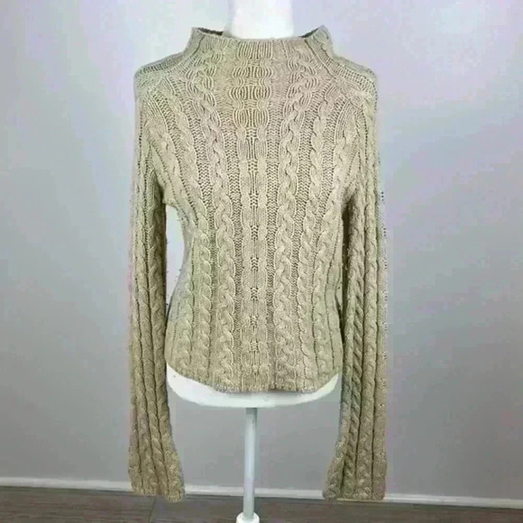 Old Navy Tan Cable Knit Turtleneck Sweater Size M - Picture 1 of 8